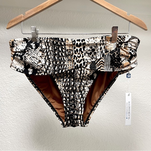 🆕 BLEU ROD BEATTIE Walk On The Wild Side Sarong Hipster Bikini Bottom Sz 14 - Picture 3 of 6